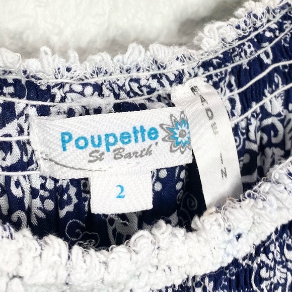 Poupette St. Barth Luxe Resort Off-Shoulder Dress In Blue/White 2 - Picture 7 of 9